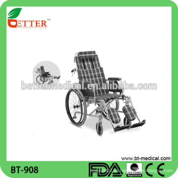 Manual Aluminio silla de ruedas reclinable de respaldo alto
